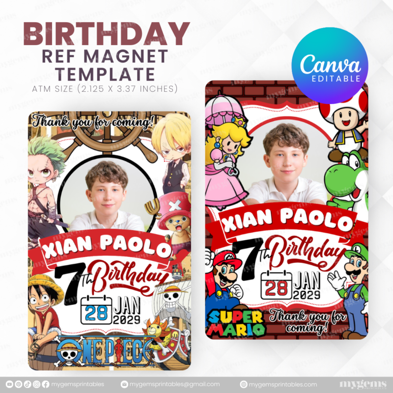 40 Designs | Cartoon-Anime-Chibi Themed Birthday Ref Magnet Template | Canva Editable - Image 14