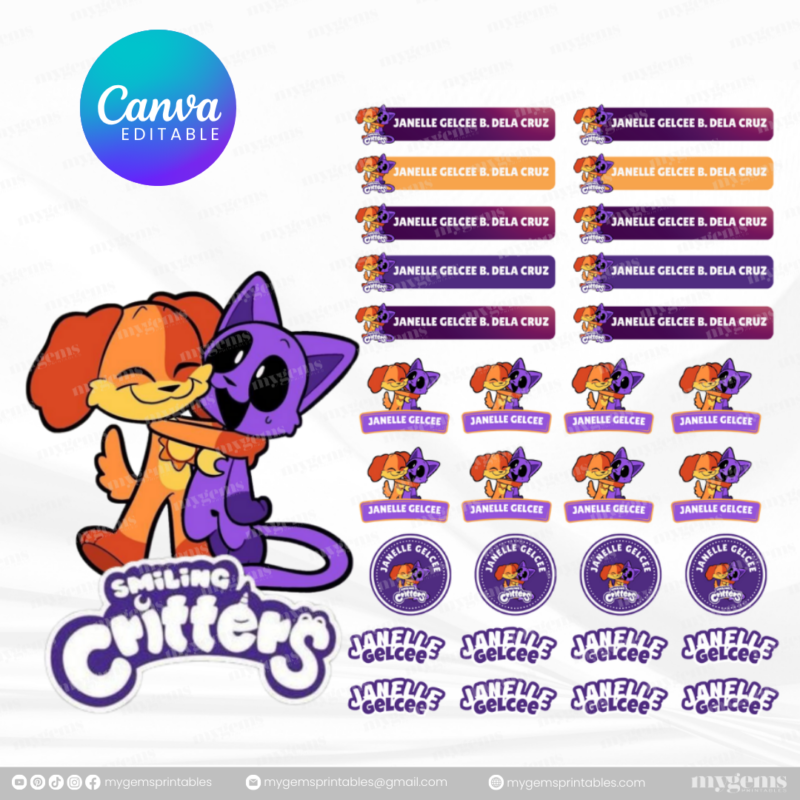 60+ Designs | Name Sticker Template | Ready-To-Print | Canva Editable - Image 62