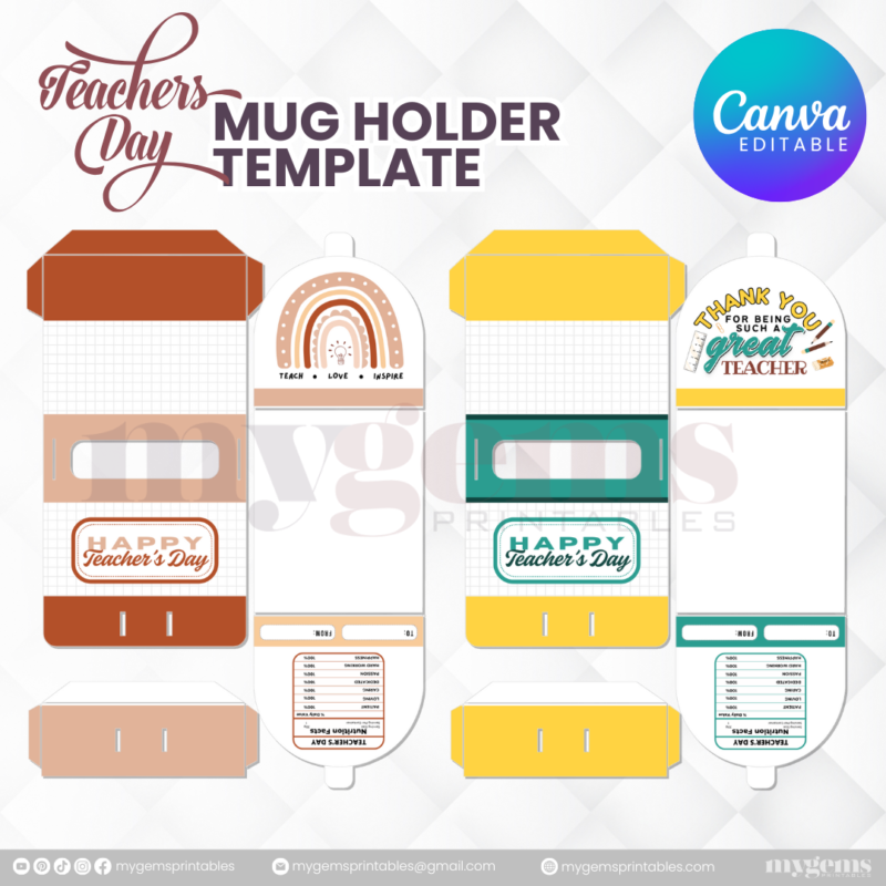 30 Designs | Teacher's Day Mug Holder Template  | Canva Editable - Image 15