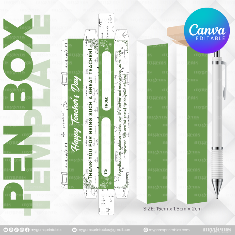 40 Designs | Teacher's Day Pen Box Template | Canva Editable - Image 20