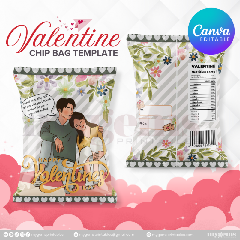 70+ Designs | Valentine Chip Bag Template | Canva PRO Editble - Image 61