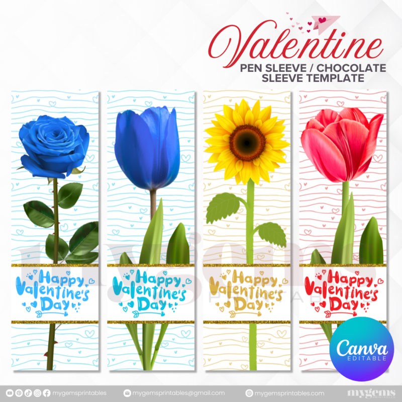 50+ Designs | Valentine Pen Sleeve - Chocolate Sleeve Template | Canva PRO Editble - Image 7