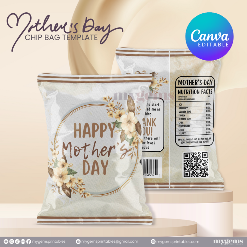 20 Designs | Mother's Day Chip Bag Template | Canva PRO Editable | Ready to Print - Image 14