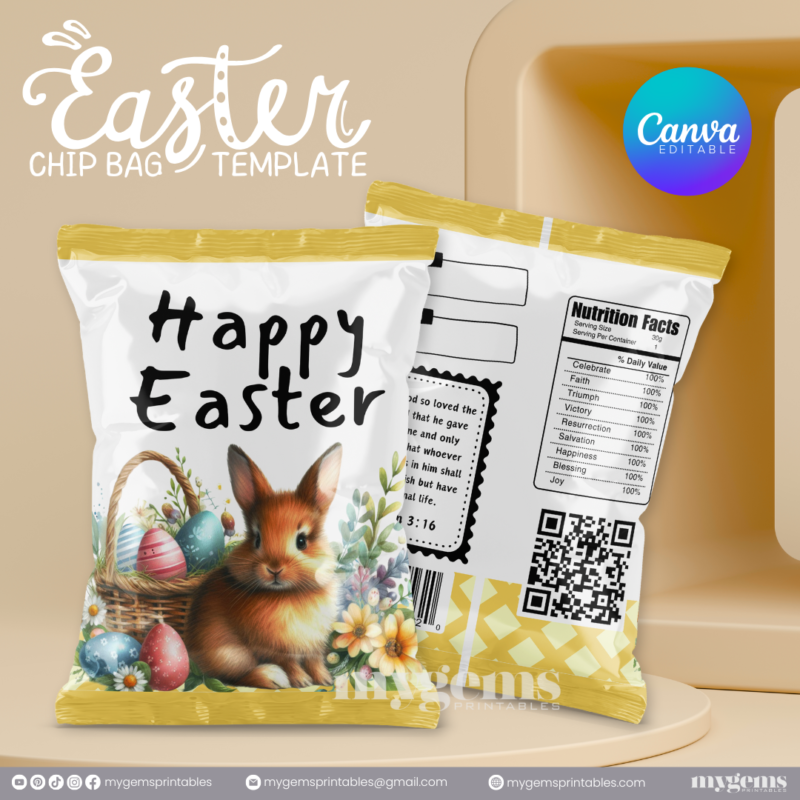 20 Designs | Easter Chip Bag Template | Canva PRO Editable | Ready to Print - Image 26