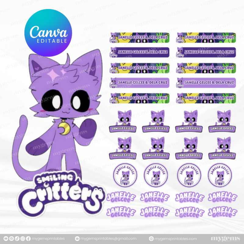 60+ Designs | Name Sticker Template | Ready-To-Print | Canva Editable - Image 63