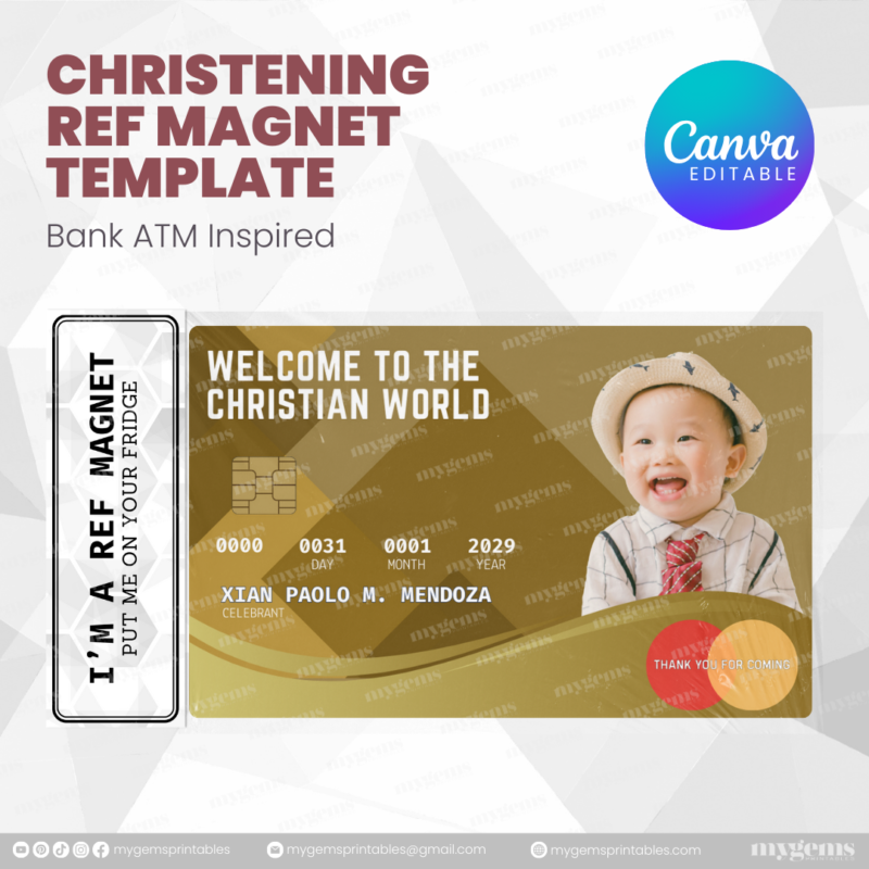 60+ Designs | Bank-Inspired Christening Ref Magnet Template | Canva Editable - Image 62