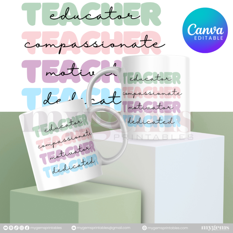 30 Designs | Teacher's Day Mug Design Template  | Canva Editable - Image 26