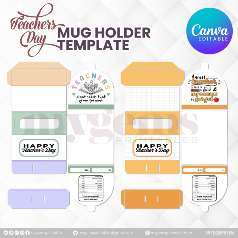 30 Designs | Teacher's Day Mug Holder Template  | Canva Editable - Image 16