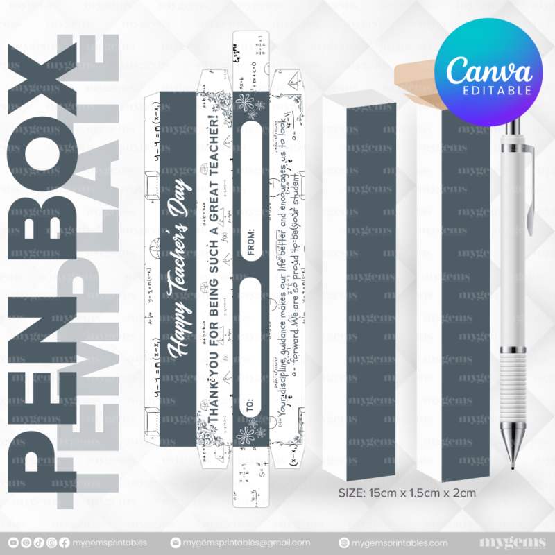 40 Designs | Teacher's Day Pen Box Template | Canva Editable - Image 21