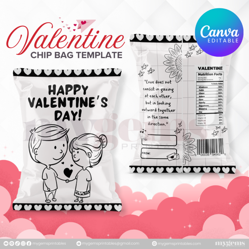 70+ Designs | Valentine Chip Bag Template | Canva PRO Editble - Image 62