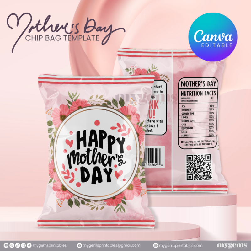 20 Designs | Mother's Day Chip Bag Template | Canva PRO Editable | Ready to Print - Image 15