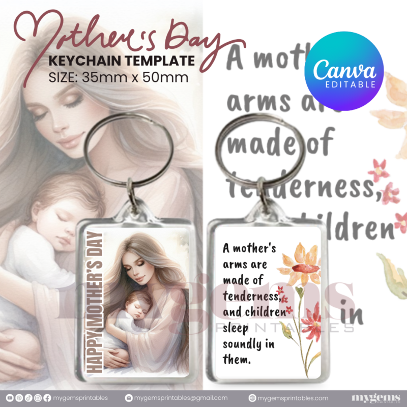 30+ Designs | Mother's Day Keychain Template | Canva Editable | Ready to Print - Image 22