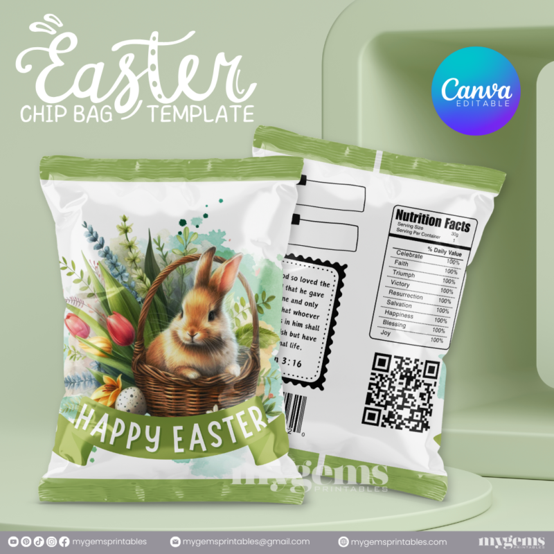 20 Designs | Easter Chip Bag Template | Canva PRO Editable | Ready to Print - Image 9