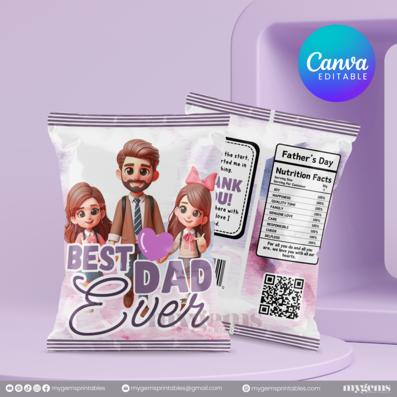 30+ Designs | Father's Day Chip Bag Template | Canva Editable | Ready to Print - Image 2