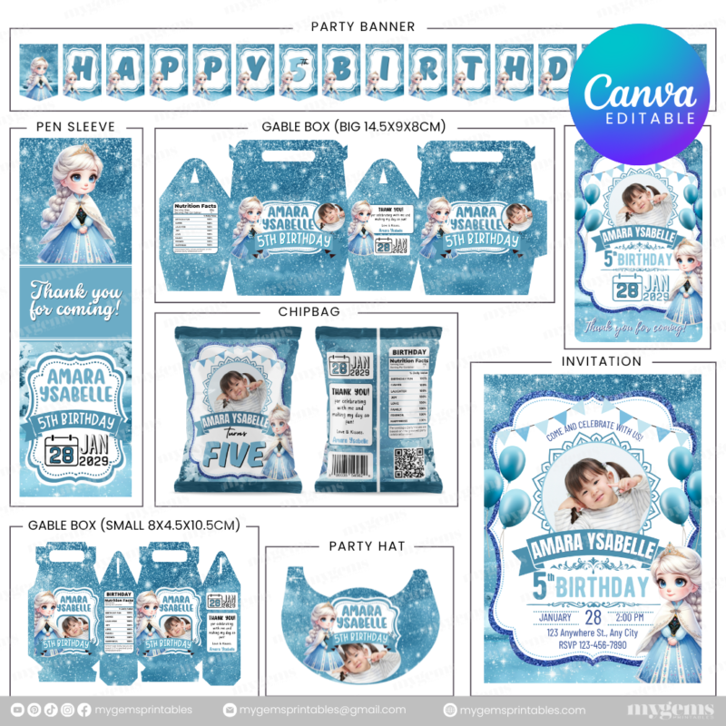 40 Designs | Cartoon-Anime-Chibi Themed Birthday Bundle Template | Canva Editable - Image 16