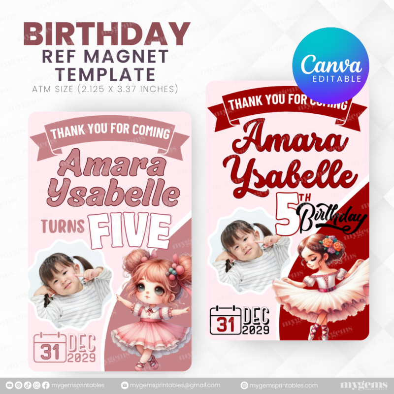 40 Designs | Cartoon-Anime-Chibi Themed Birthday Ref Magnet Template | Canva Editable - Image 16