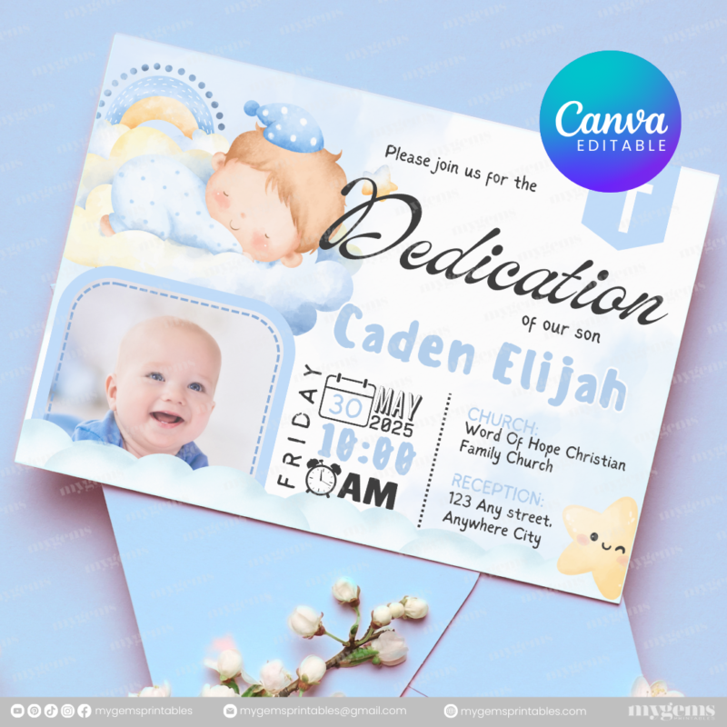 20+ Designs | Christening Invitation Template | Canva PRO Editable - Image 15