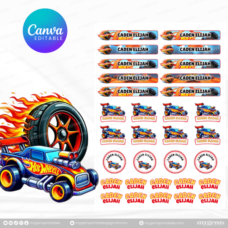 60+ Designs | Name Sticker Template | Ready-To-Print | Canva Editable - Image 48