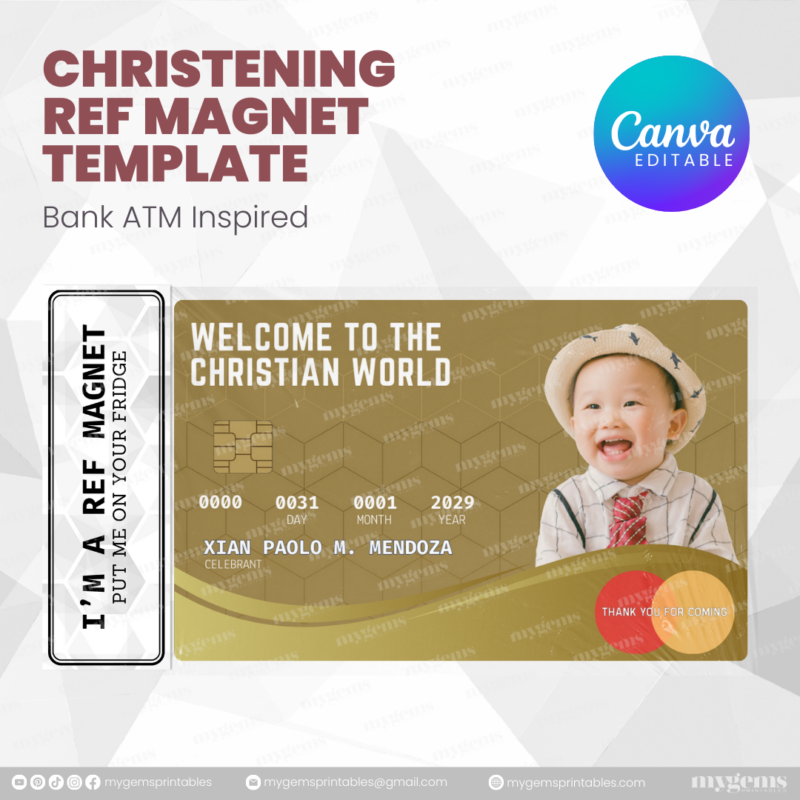 60+ Designs | Bank-Inspired Christening Ref Magnet Template | Canva Editable - Image 63