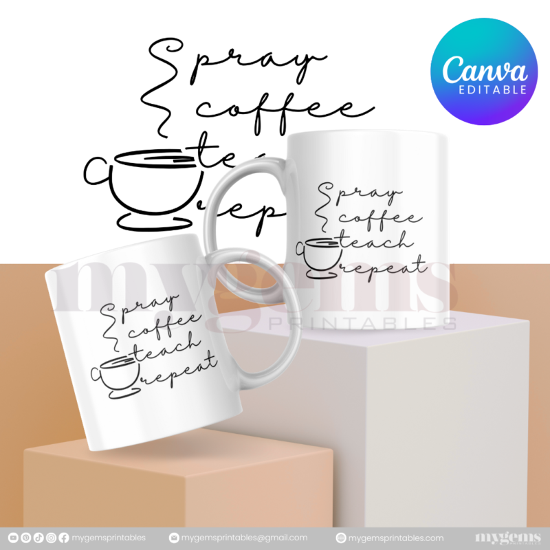 30 Designs | Teacher's Day Mug Design Template  | Canva Editable - Image 27