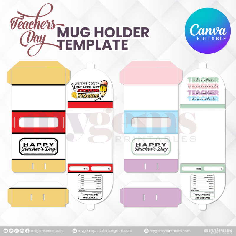 30 Designs | Teacher's Day Mug Holder Template  | Canva Editable - Image 17