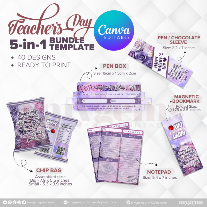 40 Designs | 5-in-1 Teacher's Day Bundle Template | Canva Editable - Image 35