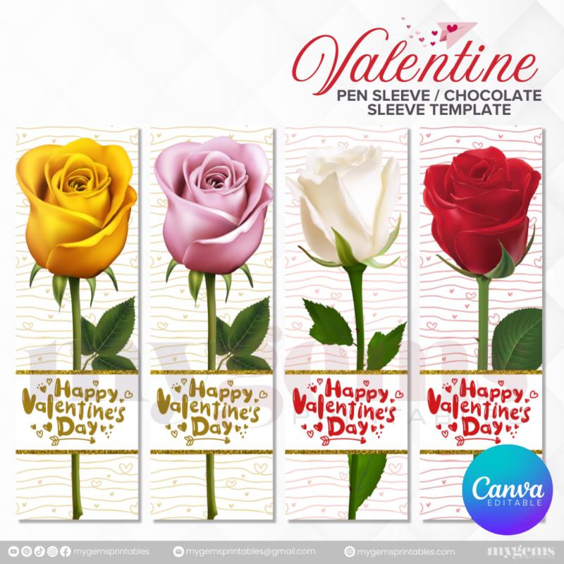 50+ Designs | Valentine Pen Sleeve - Chocolate Sleeve Template | Canva PRO Editble - Image 9