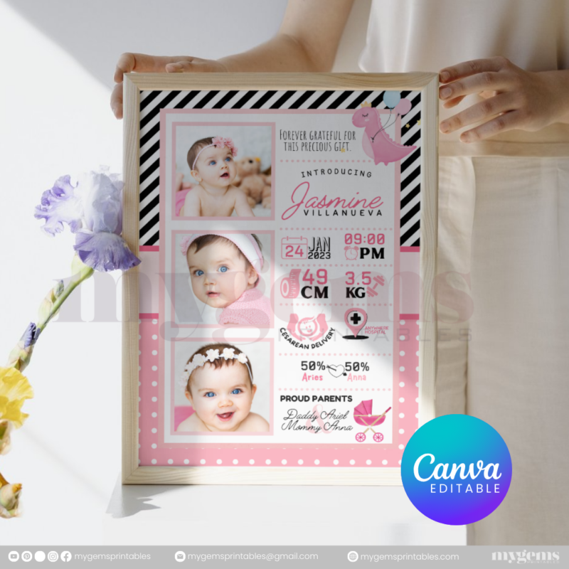 30+ Designs | Baby Birth Announcement Template | Canva PRO Editable - Image 16