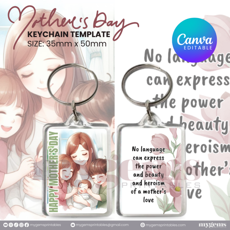 30+ Designs | Mother's Day Keychain Template | Canva Editable | Ready to Print - Image 23