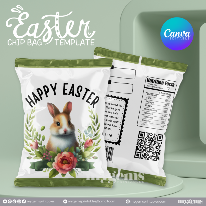 20 Designs | Easter Chip Bag Template | Canva PRO Editable | Ready to Print - Image 10