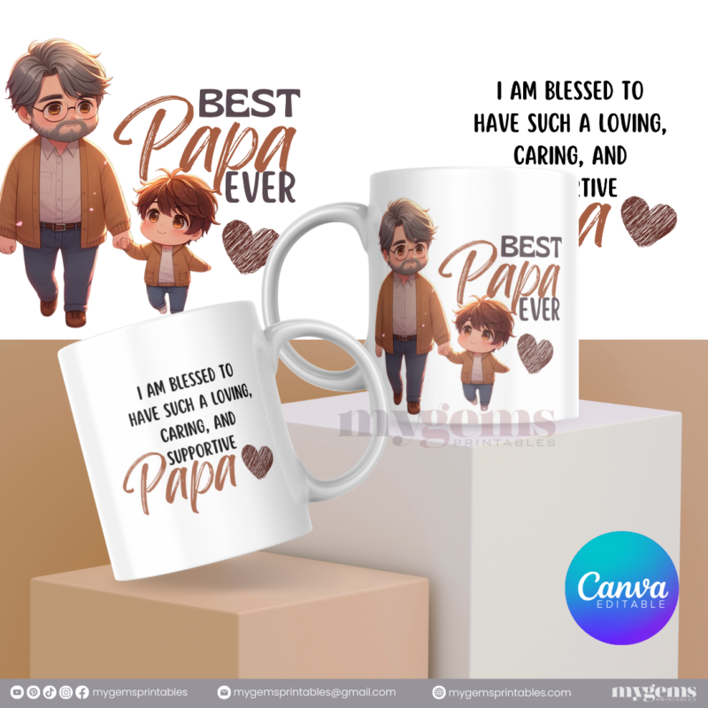 20 Designs | Father's Day Mug Design Template 11oz | Canva Editable | Ready to Print - Image 9