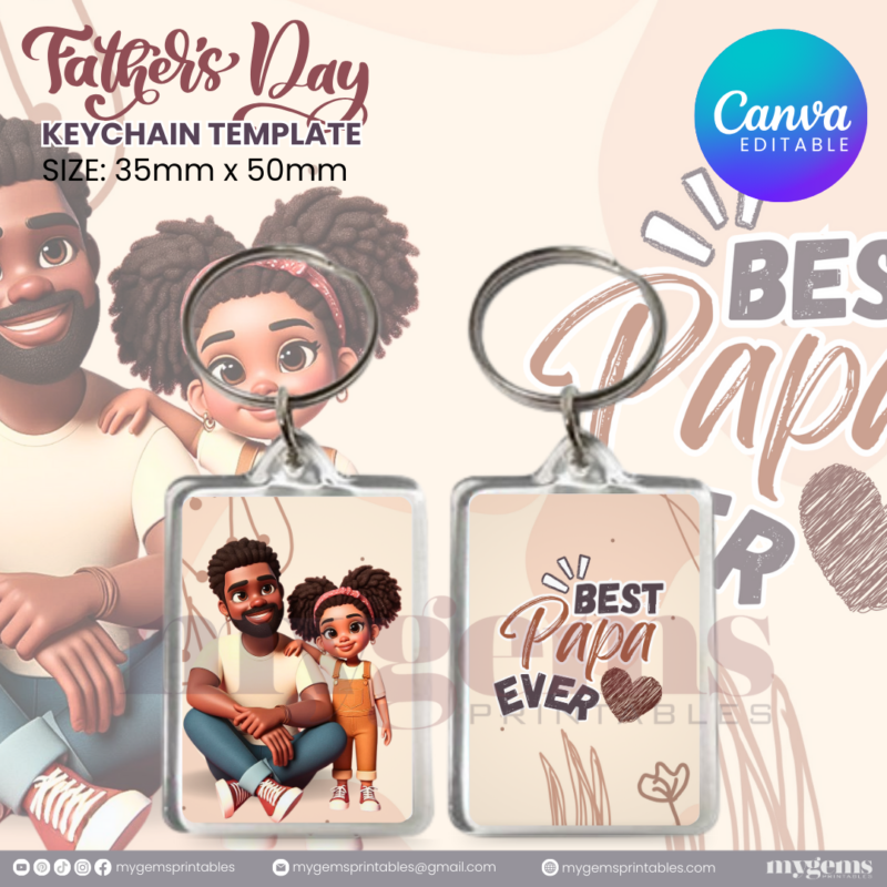 20 Designs | Father's Day Keychain Template | Canva Editable | Ready to Print - Image 6