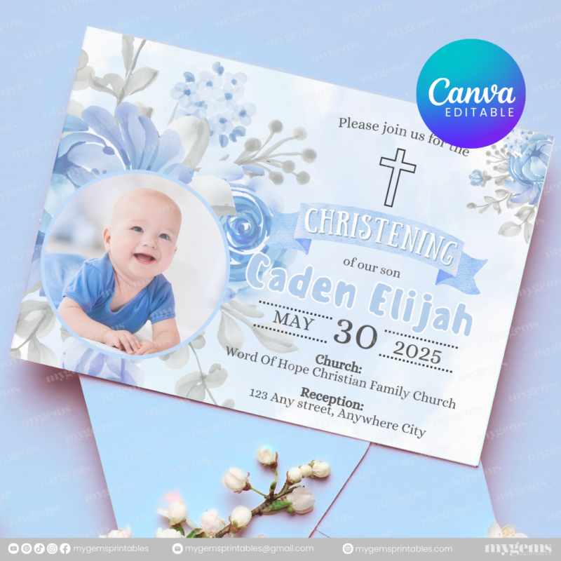 20+ Designs | Christening Invitation Template | Canva PRO Editable - Image 16