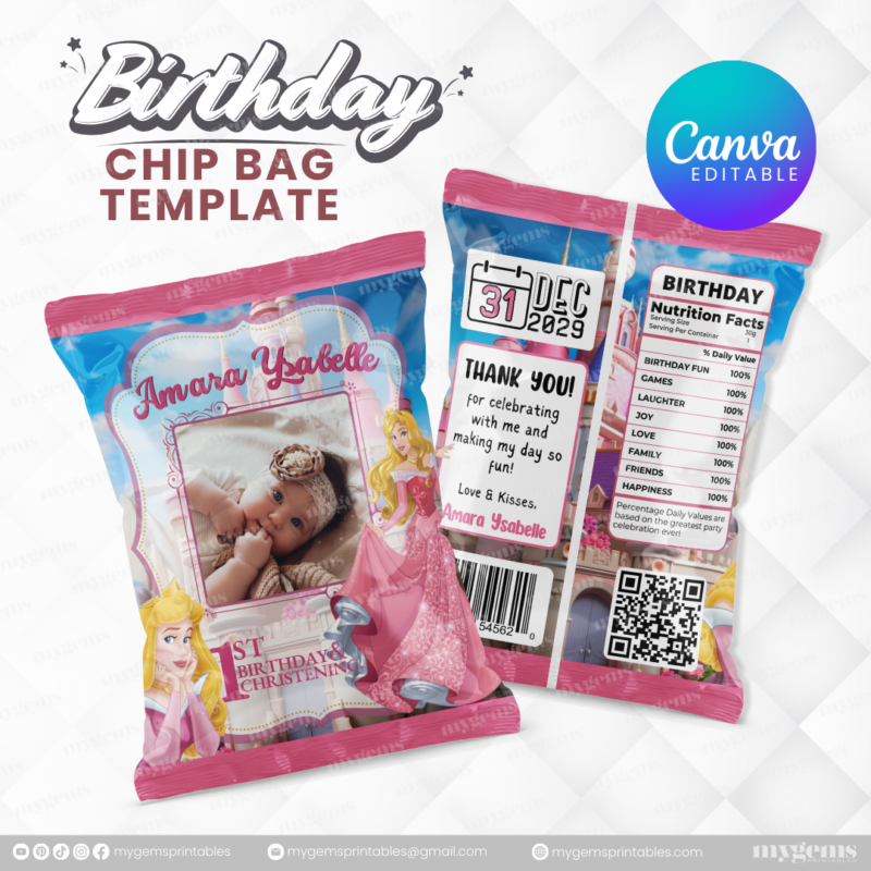 40 Designs | Cartoon-Anime-Chibi Themed Birthday Chip bag Template | Canva Editable - Image 29