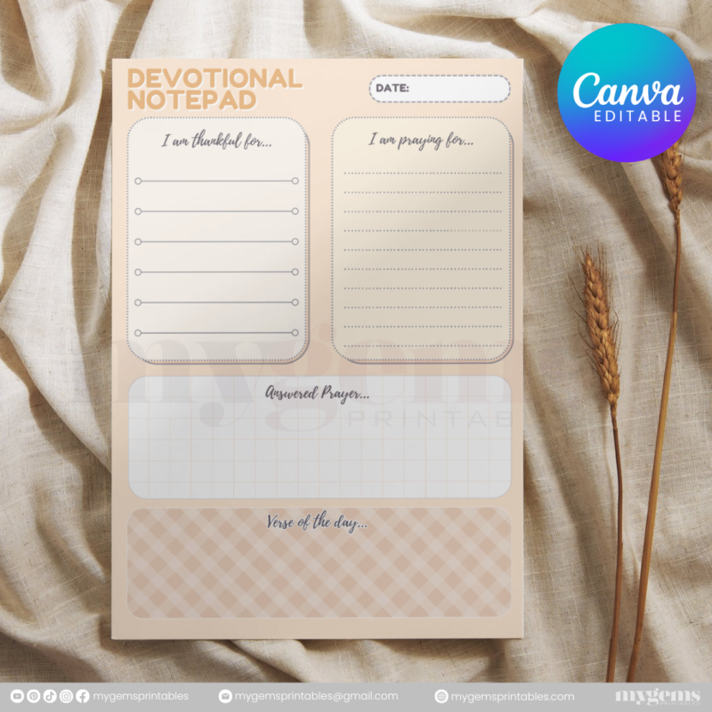 20 Designs | Devotional Notepad Template  | Canva Editable - Image 3