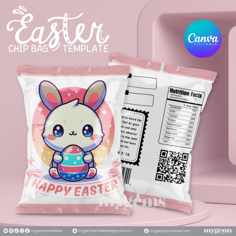 20 Designs | Easter Chip Bag Template | Canva PRO Editable | Ready to Print - Image 11