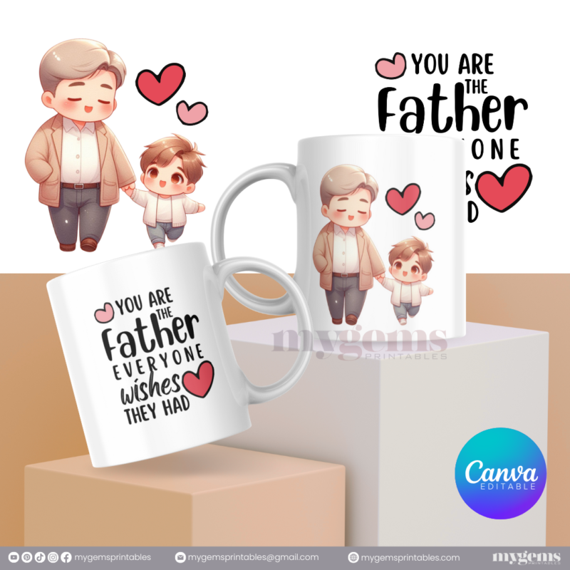 20 Designs | Father's Day Mug Design Template 11oz | Canva Editable | Ready to Print - Image 10