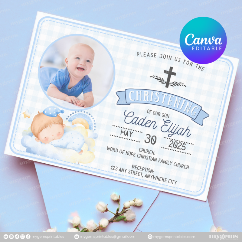 20+ Designs | Christening Invitation Template | Canva PRO Editable - Image 17