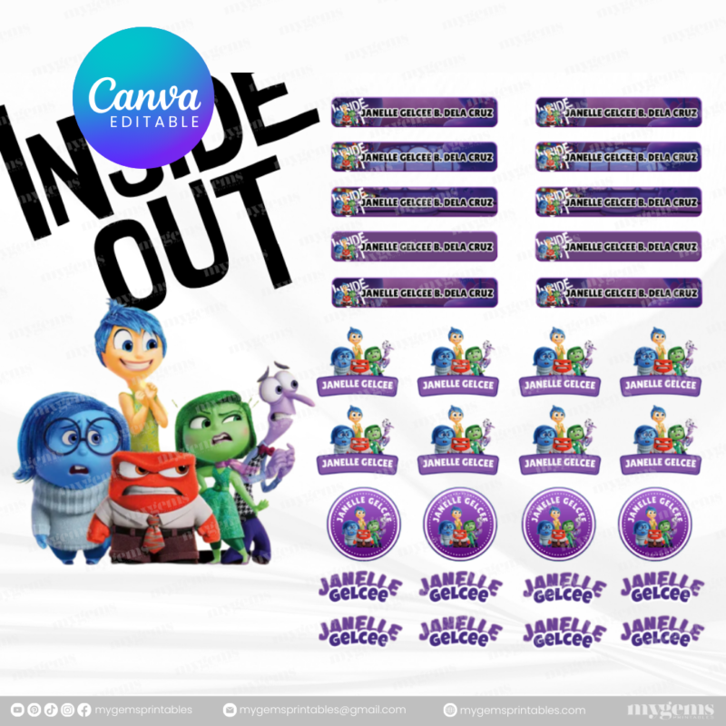 60+ Designs | Name Sticker Template | Ready-To-Print | Canva Editable - Image 50