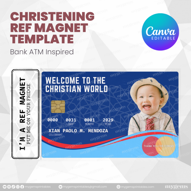 60+ Designs | Bank-Inspired Christening Ref Magnet Template | Canva Editable - Image 65