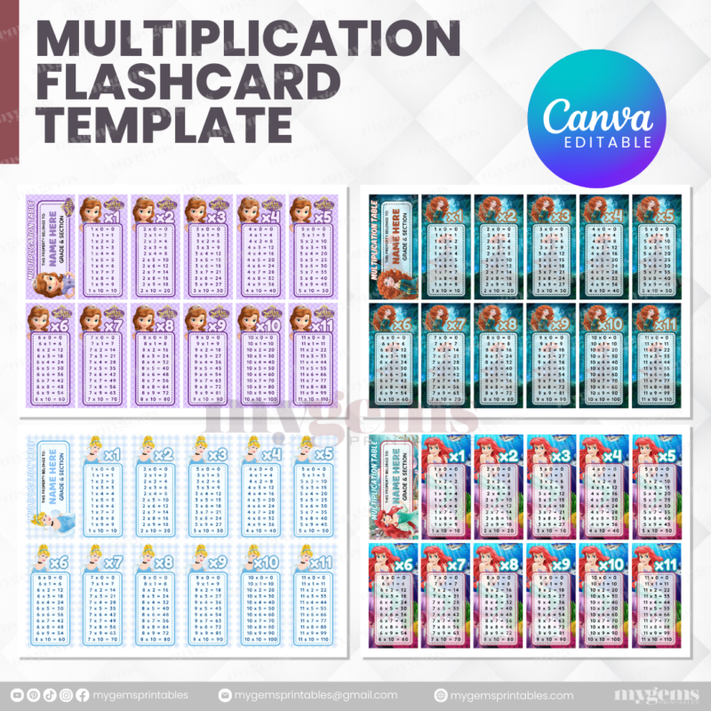 80 Designs | Multiplication Flashcard Template | Canva Editable - Image 13