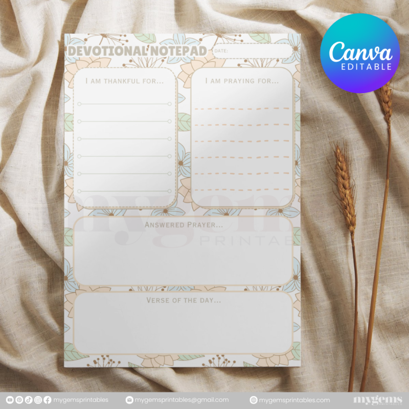 20 Designs | Devotional Notepad Template  | Canva Editable - Image 4