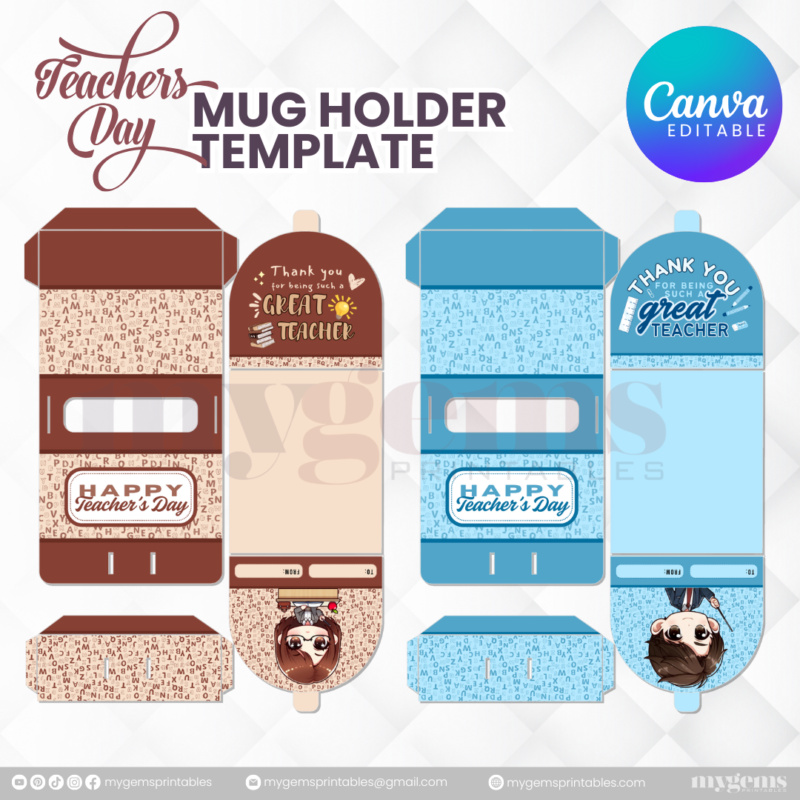 30 Designs | Teacher's Day Mug Holder Template  | Canva Editable - Image 19