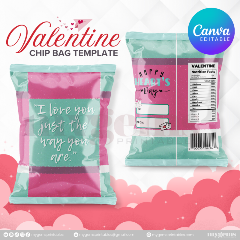 70+ Designs | Valentine Chip Bag Template | Canva PRO Editble - Image 65