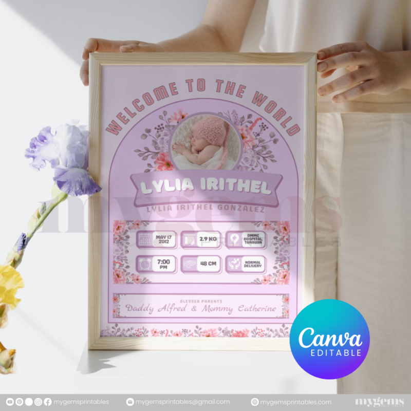 30+ Designs | Baby Birth Announcement Template | Canva PRO Editable - Image 18