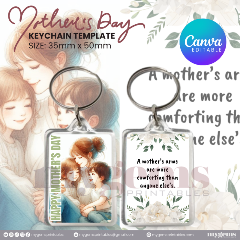 30+ Designs | Mother's Day Keychain Template | Canva Editable | Ready to Print - Image 5