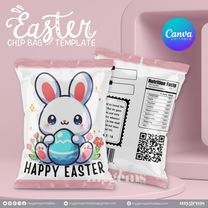 20 Designs | Easter Chip Bag Template | Canva PRO Editable | Ready to Print - Image 12