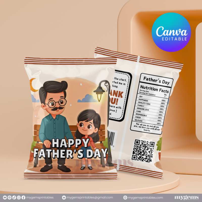 30+ Designs | Father's Day Chip Bag Template | Canva Editable | Ready to Print - Image 5