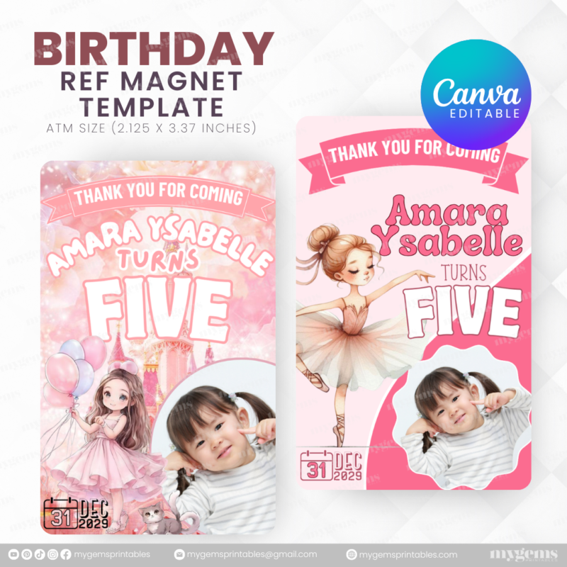 40 Designs | Cartoon-Anime-Chibi Themed Birthday Ref Magnet Template | Canva Editable - Image 19
