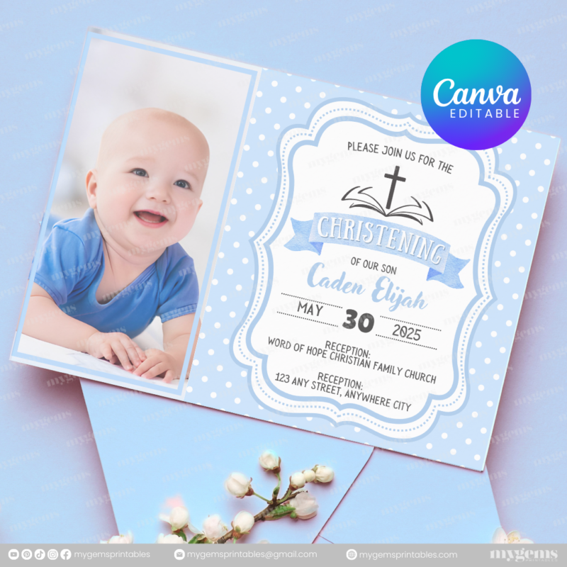 20+ Designs | Christening Invitation Template | Canva PRO Editable - Image 18
